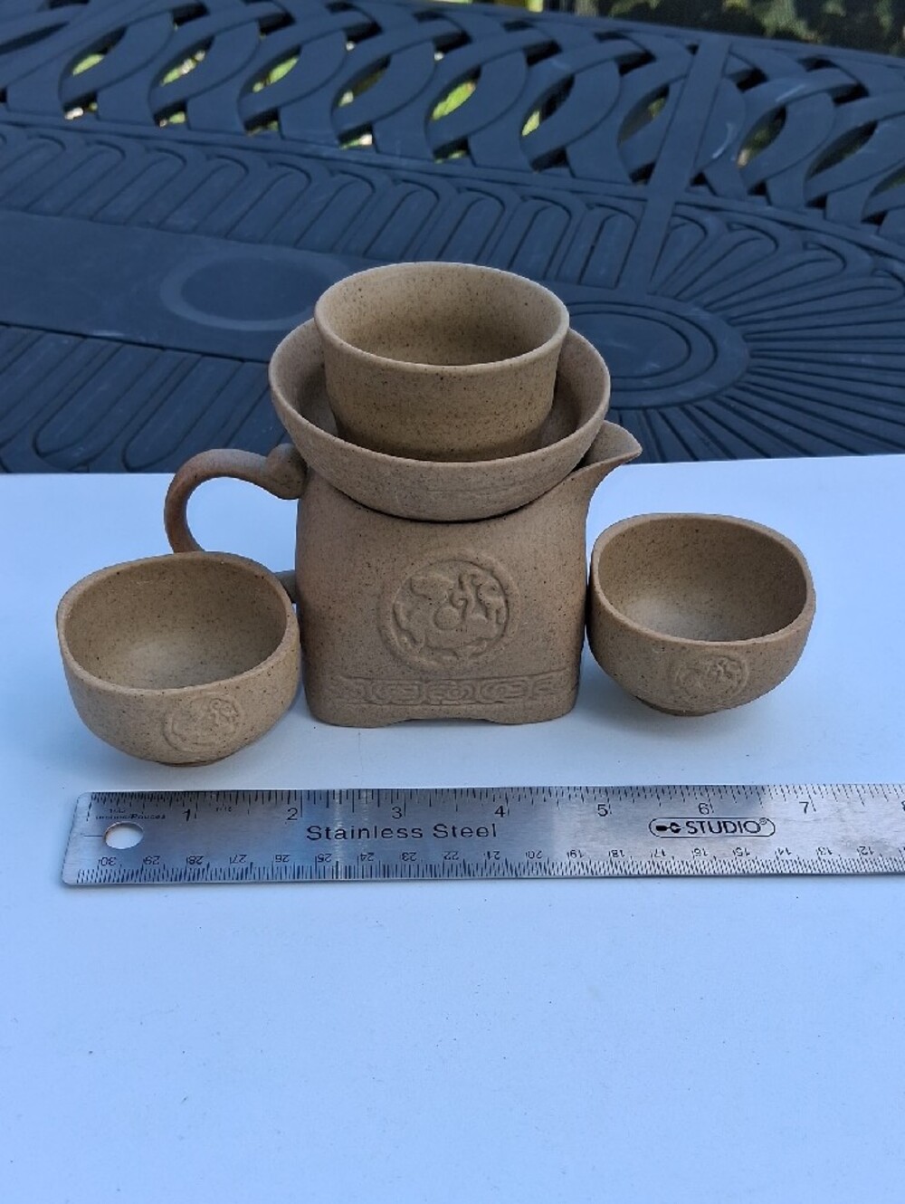Natural Beige Ceramic Tea Set - 5 Piece Home Accent
